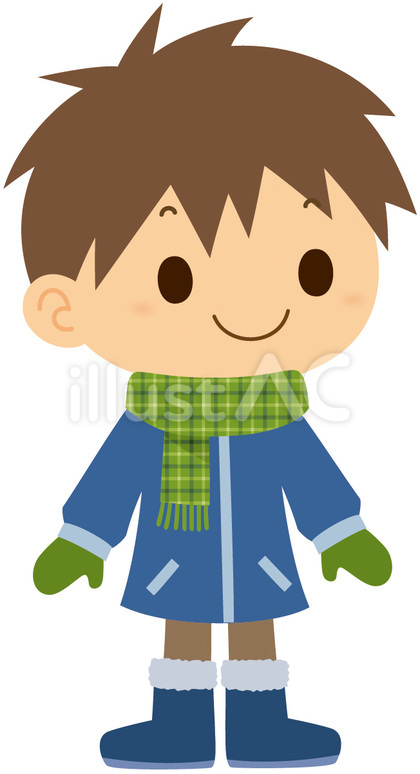 マフラーをつけた冬服の男の子