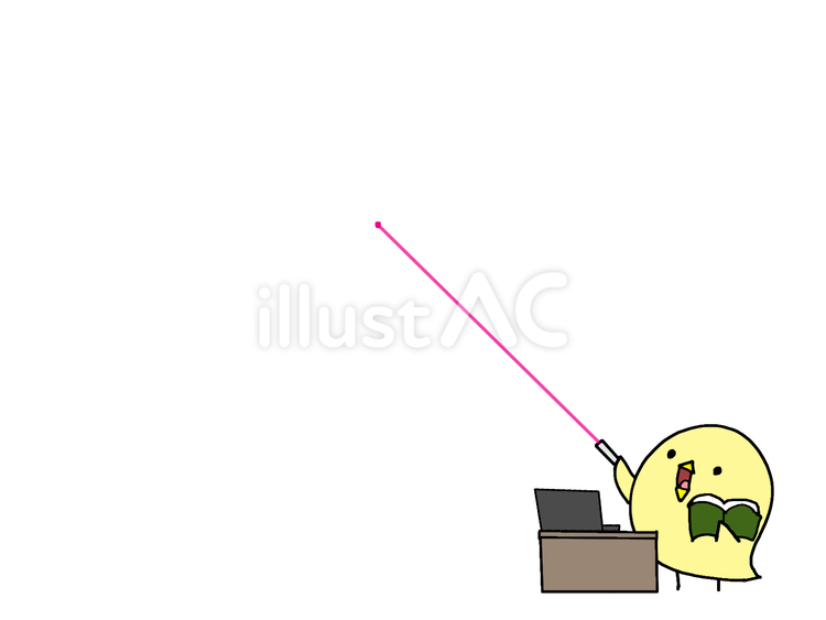 レーザーポインターを使うひよこ ひよこ,レーザーポインター,教えるのイラスト素材