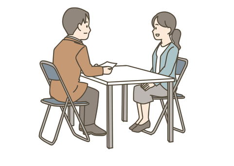 面接を受ける女性 ビジネスマン,サラリーマン,キャリアウーマン,職業,ol,女性,オフィスカジュアル,面接,就職,転職のイラスト素材
