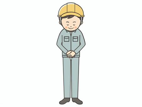 お辞儀をする男性作業員 お辞儀をする男性作業員 お辞儀,お礼,挨拶,礼,お断り,感謝,ありがとう,笑顔,建築士,現場監督のイラスト素材