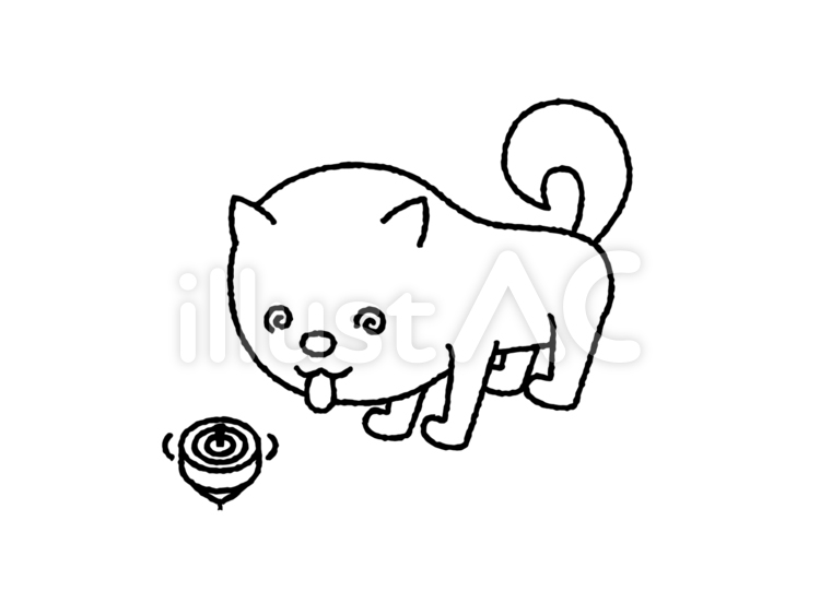 戌コマ（モノクロ） 平成30年,2018年,独楽のイラスト素材