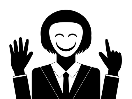 デスゲーム案内人 デスゲーム,案内人,支配人,説明,仮面,スーツ,手,人差し指,かつら,ホストのイラスト素材