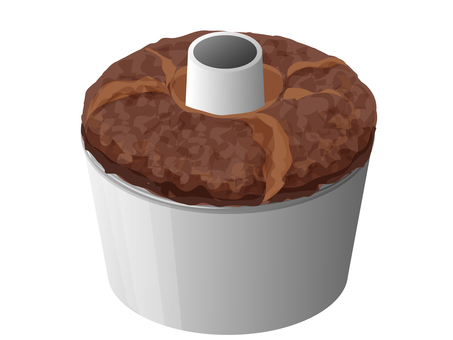 焼きたてのチョコシフォンケーキ1 シフォンケーキ,チョコ,焼きたて,お菓子作り,料理,食べ物,シフォンケーキ型のイラスト素材