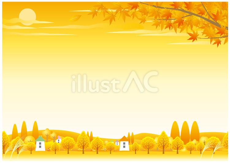 秋の夕暮れの背景 秋,晩秋,紅葉のイラスト素材