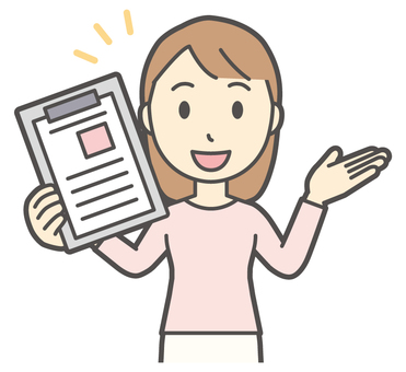  ロングヘア女性-084-バスト ファイル,女性,女の子,人物,かわいい,書類,資料,バインダー,手かざし,こちらのイラスト素材