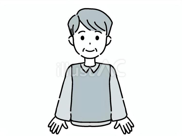 微笑むおじいさん 微笑む,おじいさん,機嫌のイラスト素材