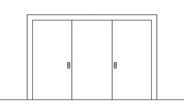 扉(線画)2_3 扉,引き戸,両開き,線画,少し開く,入口,出口,シンプルのイラスト素材