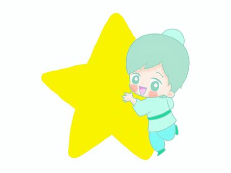 Illustration, tiré à la main, un garçon, tanabata, 