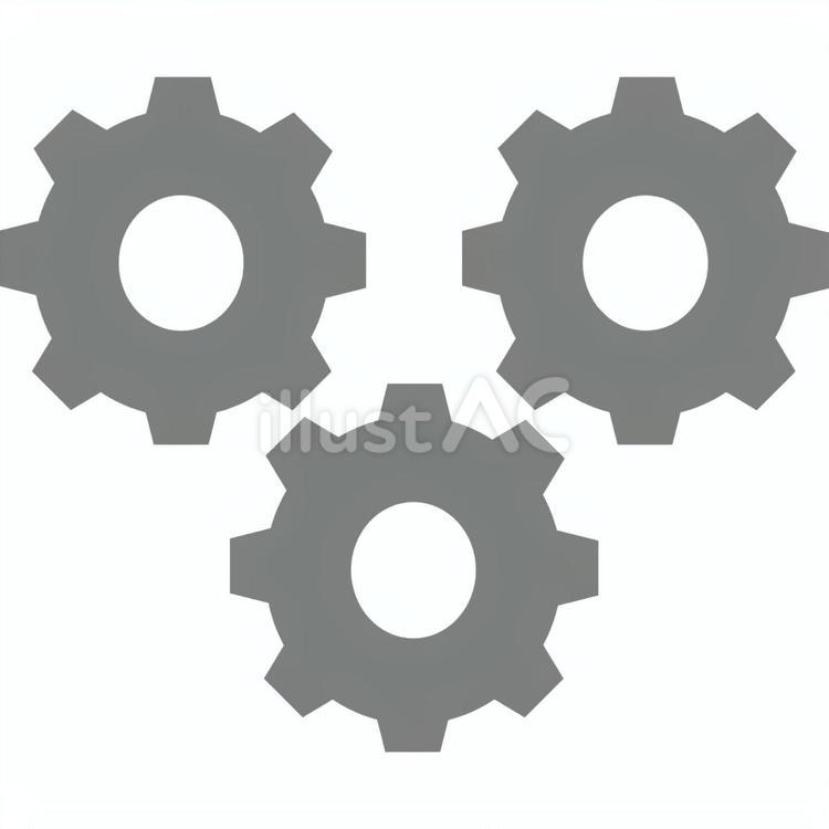 歯車3つ　灰色(3つとも同じ大きさ) 歯車,灰色,三位一体のイラスト素材