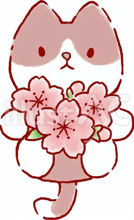 ぬいぐるみ-ねこ-桜 ぬいぐるみ,ねこ,猫のイラスト素材