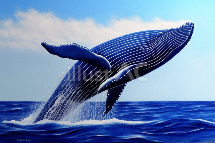 躍動するクジラ　その1 海,鯨,海洋生物のイラスト素材