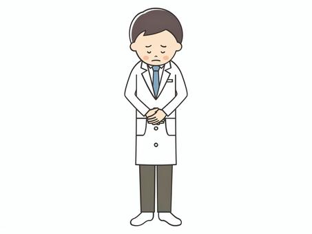 謝罪する白衣の男性 謝罪する白衣の男性 謝罪,謝る,ごめん,ごめんなさい,お詫び,申し訳ございません,お願い,トラブル,アクシデント,クレームのイラスト素材