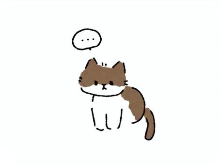 何か言いたげなねこちゃん 何か言いたげなねこちゃん 吹き出し,ねこ,動物,かわいい,シンプル,線画,ゆるい,茶色,はちわれ,ふわふわのイラスト素材