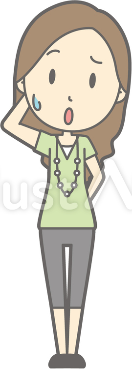 私服OL-あれれ-全身 シンプル,かわいい,olのイラスト素材