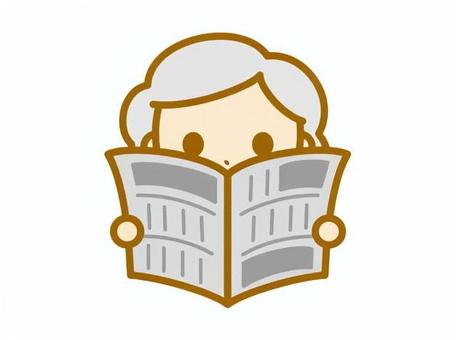 新聞を読むおばあちゃん 新聞,ニュース,おばあさん,人物,生活のイラスト素材