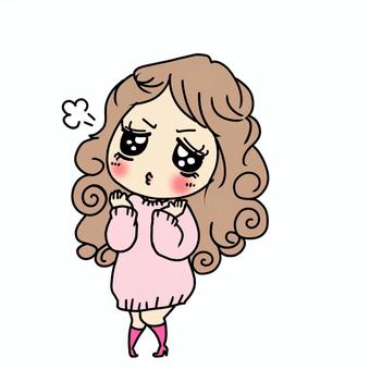 ぶりっ子　プンプン怒る女子 ぶりっ子,ぷんぷん,怒る,激おこ,いや,だめ,あざとい,上目遣い,うるうる,したたかのイラスト素材