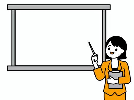 プレゼン・発表するスーツの女性01 人物,女性,20代,30代,40代,社会人,会社員,正社員,新入社員,派遣社員のイラスト素材