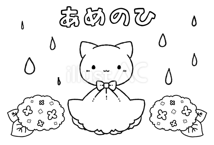 梅雨の塗り絵てるてる坊主と紫陽花イラスト てるてる坊主,梅雨,塗り絵のイラスト素材