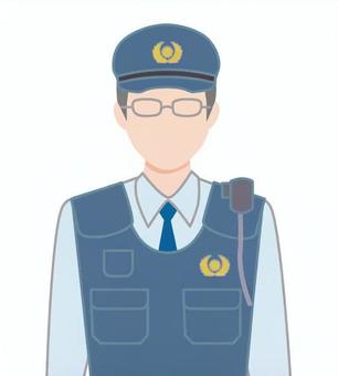 メガネのお巡りさん 警官,男性,お巡りさん,巡査,人,警察,上半身,1人,人物,ベストのイラスト素材