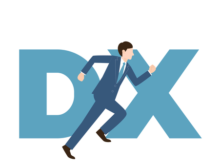 頑張るビジネスマン4 dx,デジタル,トランスフォーメーション,デジタル変革,ビジネスマン,男性,サラリーマン,営業マン,会社員,向上のイラスト素材