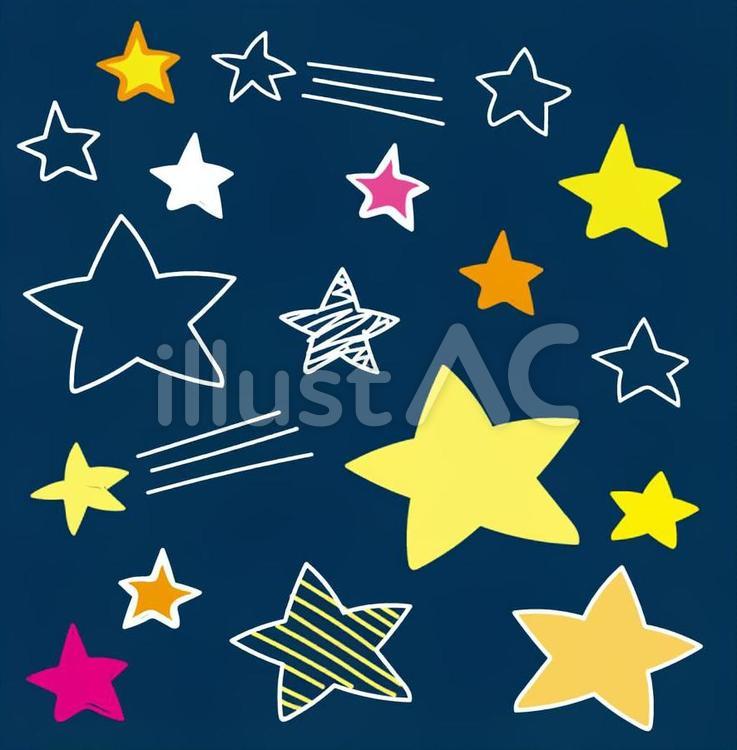 手書きのお星さま 星,ほし,ホシのイラスト素材