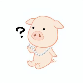 豚に真珠 豚,真珠,ネックレス,ことわざ,はてな,クエスチョンマーク,動物,かわいい,シンプル,デフォルメのイラスト素材