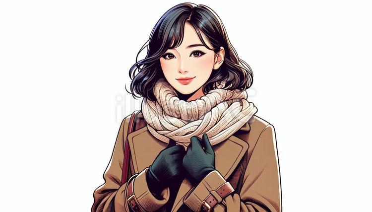 秋から冬の準備をする女性 女性,秋,冬服のイラスト素材