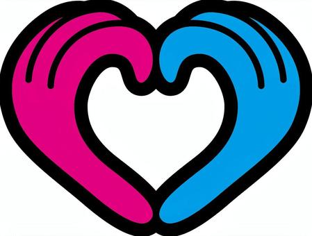 Heart _ hand _ pink blue, , JPG, PNG and AI