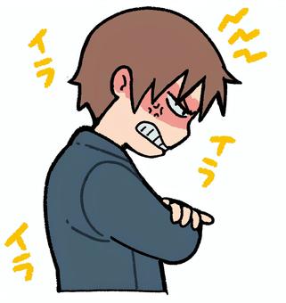 イライラな男性（文字有り） 横顔,怒る,イラつく,文句,愚痴,ポップ,かわいい,男性,文字,イライラのイラスト素材