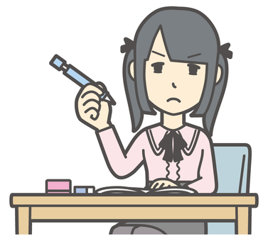  地雷系女子-162-バスト 勉強,地雷系,女性,女の子,ツインテール,人物,かわいい,机,学ぶ,スクールのイラスト素材