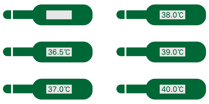 体温計のアイコンセット 緑 体温計,デジタル,計測,健康,体調,風邪,病気,熱,医療,検温のイラスト素材