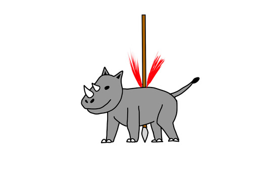 突き刺されたサイ サイ,シロサイ,槍,ダメージ,スピアのイラスト素材