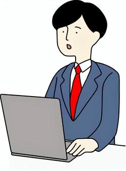 パソコン作業する男性　黒髪 パソコン,タイピング,デスクワーク,仕事,テレワーク,在宅勤務,オンライン,男性,ビジネスマン,会社員のイラスト素材