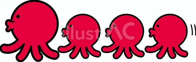 タコ行進 タコ,軟体動物,海のイラスト素材