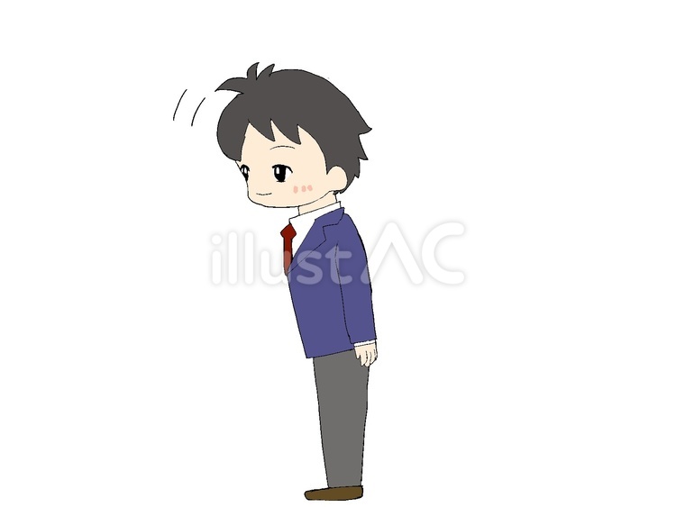 学生　会釈２ 手描き,男の子,学生のイラスト素材