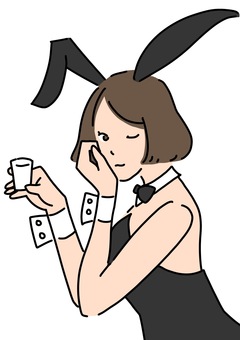 Illustration, shot glass, bunny girl, female, 