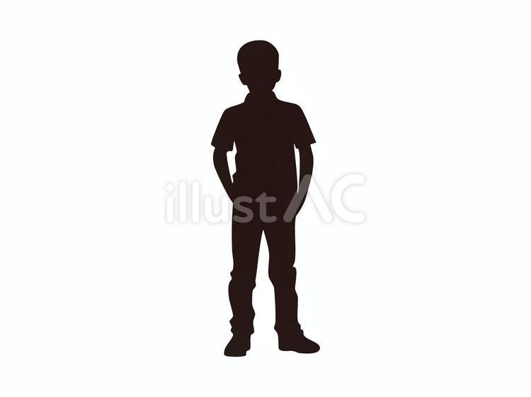 シルエット【男の子】3 人,全身,子供のイラスト素材