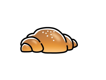 塩パン(ツヤ) 塩パン,パン,おいしそう,ツヤ,塩,焼き目,こんがり,かわいい,カラフル,やさしいのイラスト素材