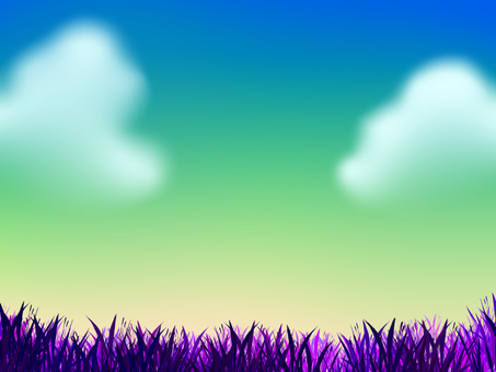 綺麗な夜明けの背景 綺麗,背景,壁紙,夜明け,原っぱ,植物,カラフル,紫,薄紫,白のイラスト素材