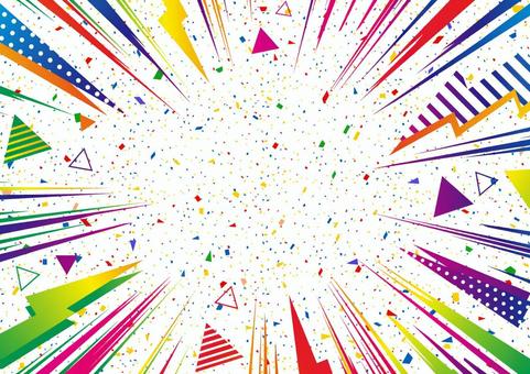 Rainbow geometric concentration line confetti background, , JPG and EPS