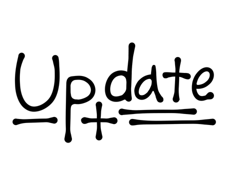 Updateの文字 アップデート,更新,改定,改訂,変更,改善,バージョン,最新,情報,通知のイラスト素材