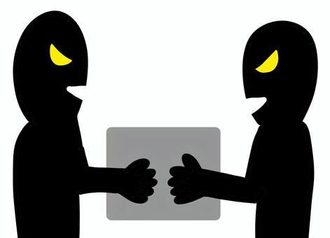 裏取引 取引,裏取引,荷物,渡す,悪だくみ,ニヤリ,男性,人,受け取る,売買のイラスト素材