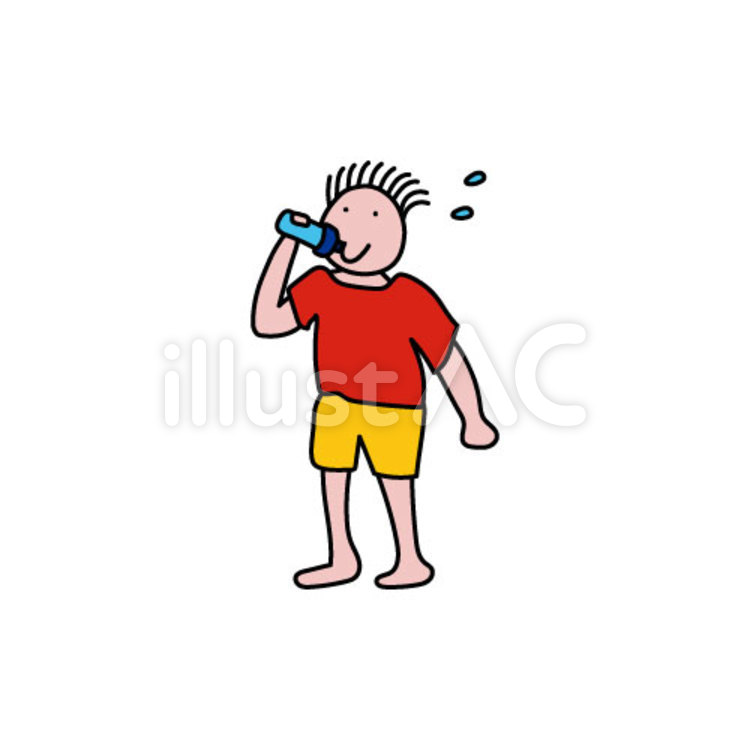 少年(水分補給) 水分補給,熱中症対策,少年のイラスト素材