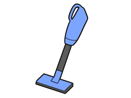 青いスティック掃除機のイラスト スティック掃除機,生活,掃除,道具,機械のイラスト素材