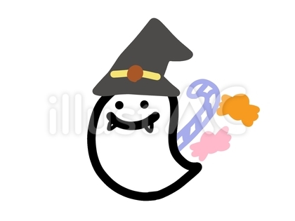 ハロウィン_おばけとお菓子のイラスト