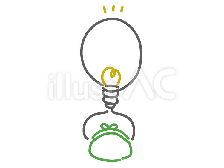 電気代　イメージ　がま口 電気代,電球,がま口のイラスト素材