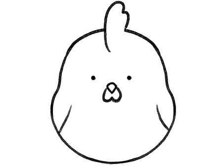 ゆるいニワトリの線画 手描き,ゆるい,にわとり,かわいい,ポップ,落書き,背景透過,素材,線画,塗り絵のイラスト素材