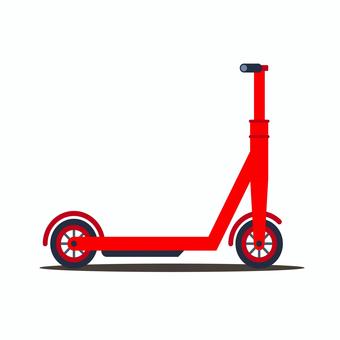 乗り物 098 キックスクーター,スクーター,キックボード,赤い,乗り物,車輪,二輪,子供用,アウトドア,スポーツのイラスト素材