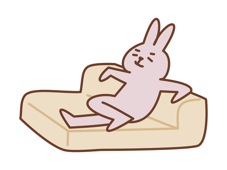 ソファでくつろぐウサギ ソファ,くつろぐ,ウサギ,うさぎ,まったり,ゆっくり,落ち着く,のんびり,寛ぎ,寛ぐのイラスト素材