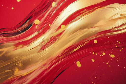 Luxury golden brush pattern on red background, , JPG